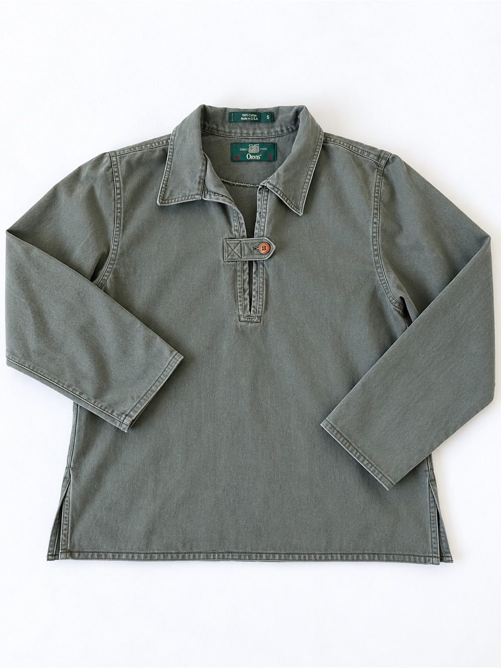 Vintage Orvis USA Cotton Hunting Shooting Pullover Shirt Gray Small S